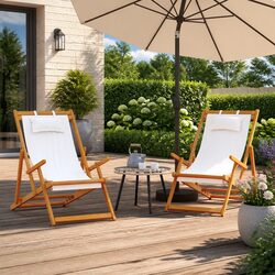 Folding Beach Chairs 2 pcs for Camping & Garden