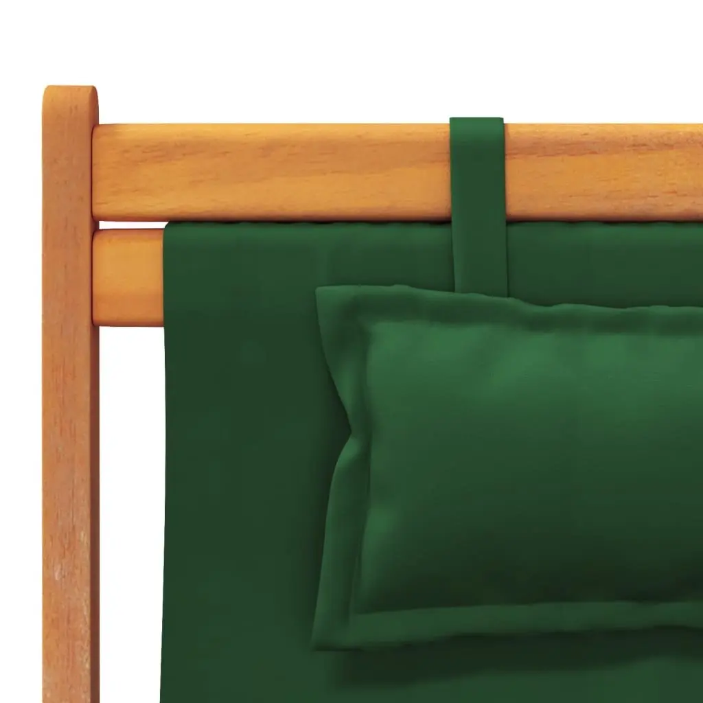 Folding Beach Chairs Wooden Frame Polyester Fabric 2 pcs Green Outdoor Lounge Reclining Garden Camping Seating