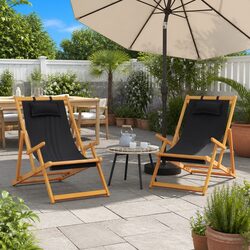 Folding Beach Chairs for Camping and Gardens (2 pcs)
