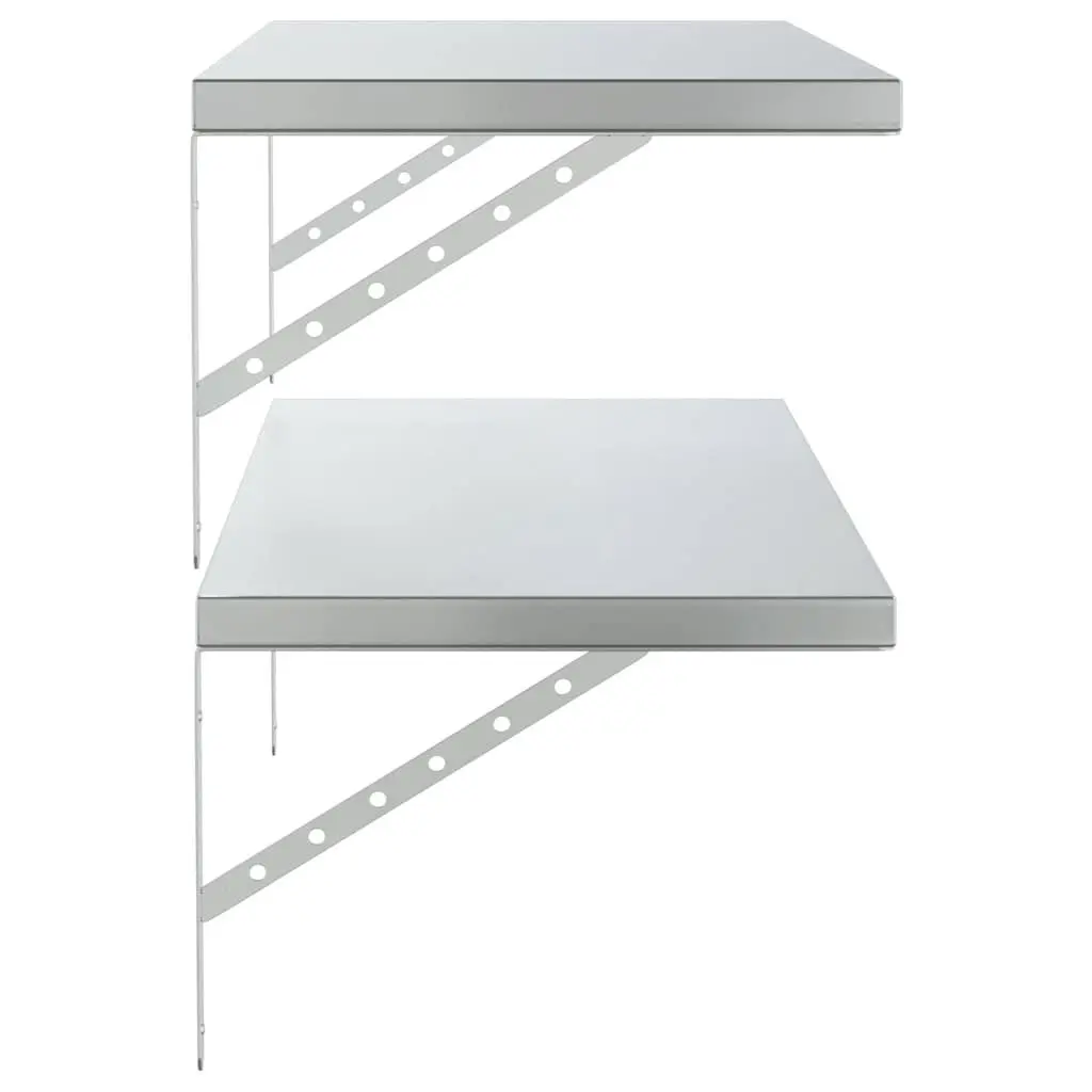 Floating Wall Shelves Stainless Steel 100x40cm Silver 2 Piece Storage Display