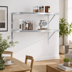 Silver Floating Shelves, 75x40 cm, Set of 2
