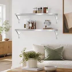 Wall-Mounted Shelves 75x30 cm in Silver Stainless Steel