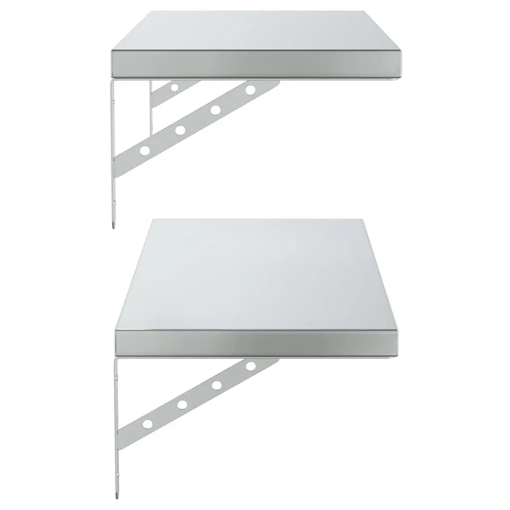 Wall Shelves Stainless Steel 75x30 cm Silver 2 Piece Floating Storage Display