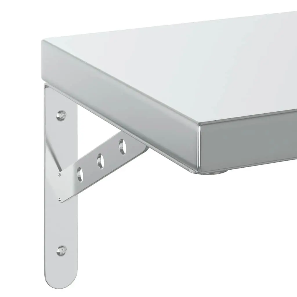 Floating Storage Display Rack Stainless Steel 50x23.5cm Silver Wall Shelves 2 Piece