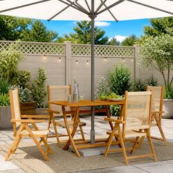 Outdoor Reclining Garden Chairs 4 pcs Beige Foldable Patio Seating Set