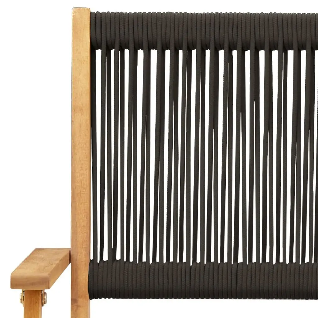 Black Folding Chairs Solid Acacia Wood Outdoor Patio Garden Balcony Seating