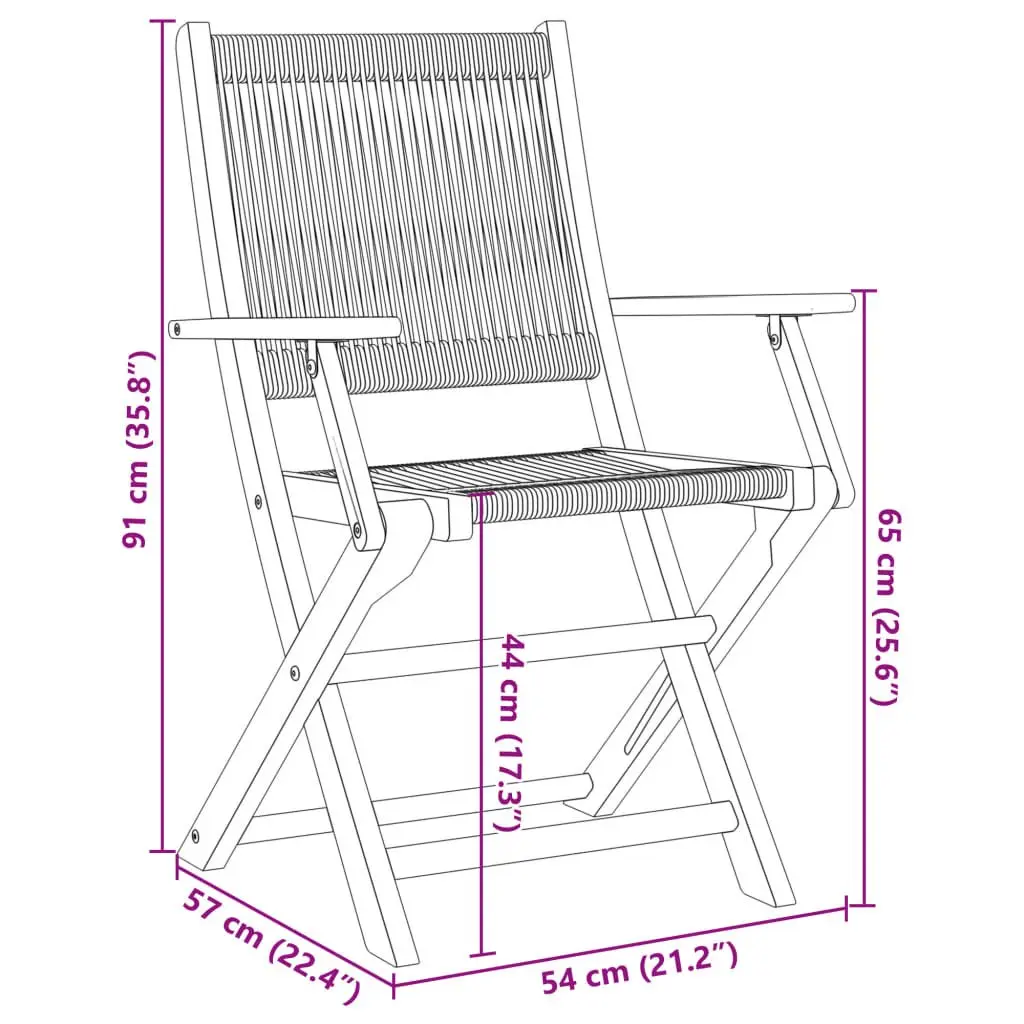 Folding Garden Chairs Acacia Wood Black 6 Piece Outdoor Seating Patio Furniture