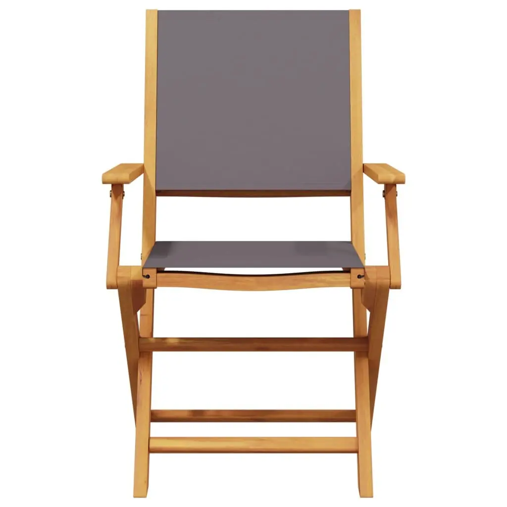 Outdoor Folding Chairs Acacia Wood Anthracite Fabric 4 Piece Set