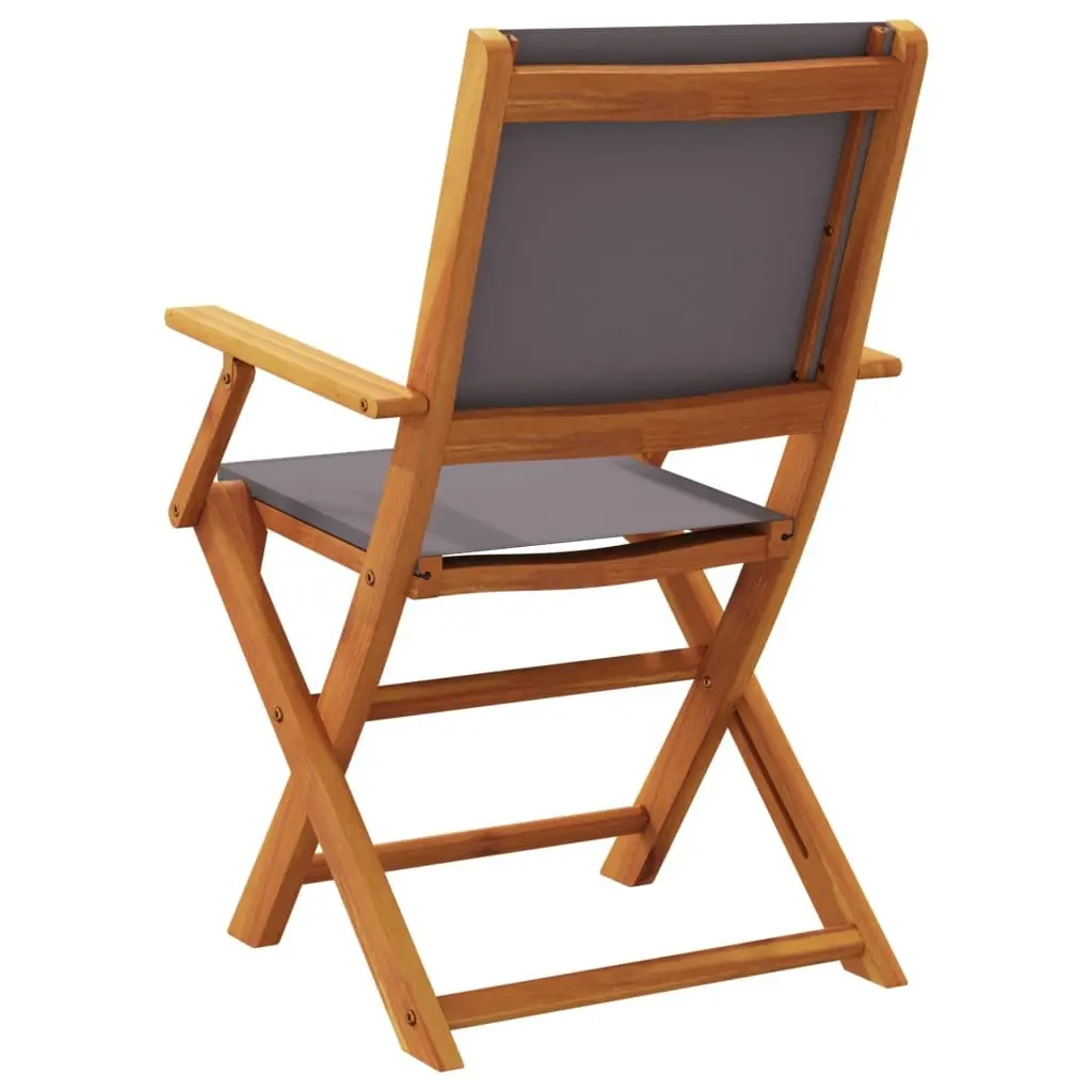 Outdoor Folding Chairs Acacia Wood Anthracite Fabric 4 Piece Set