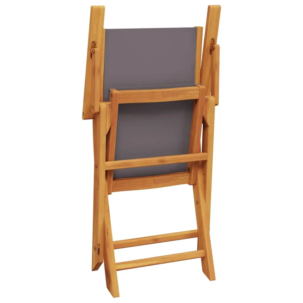 Outdoor Folding Chairs Acacia Wood Anthracite Fabric 4 Piece Set