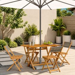 Folding Garden Chairs 4 pcs Grey Outdoor Seating Patio Furniture Acacia Wood