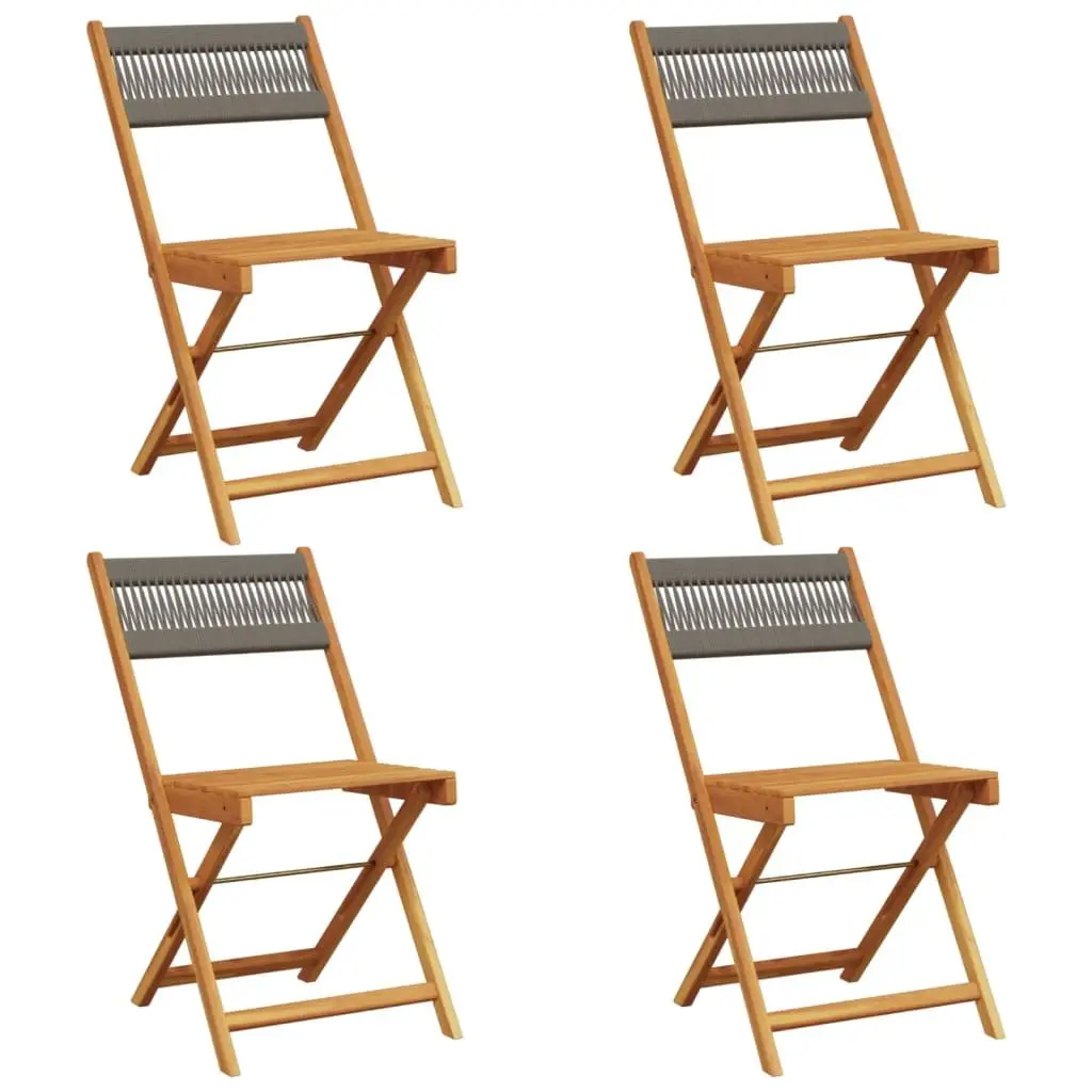 Folding Garden Chairs Acacia Wood Grey 4 Piece Outdoor Seating Patio Furniture
