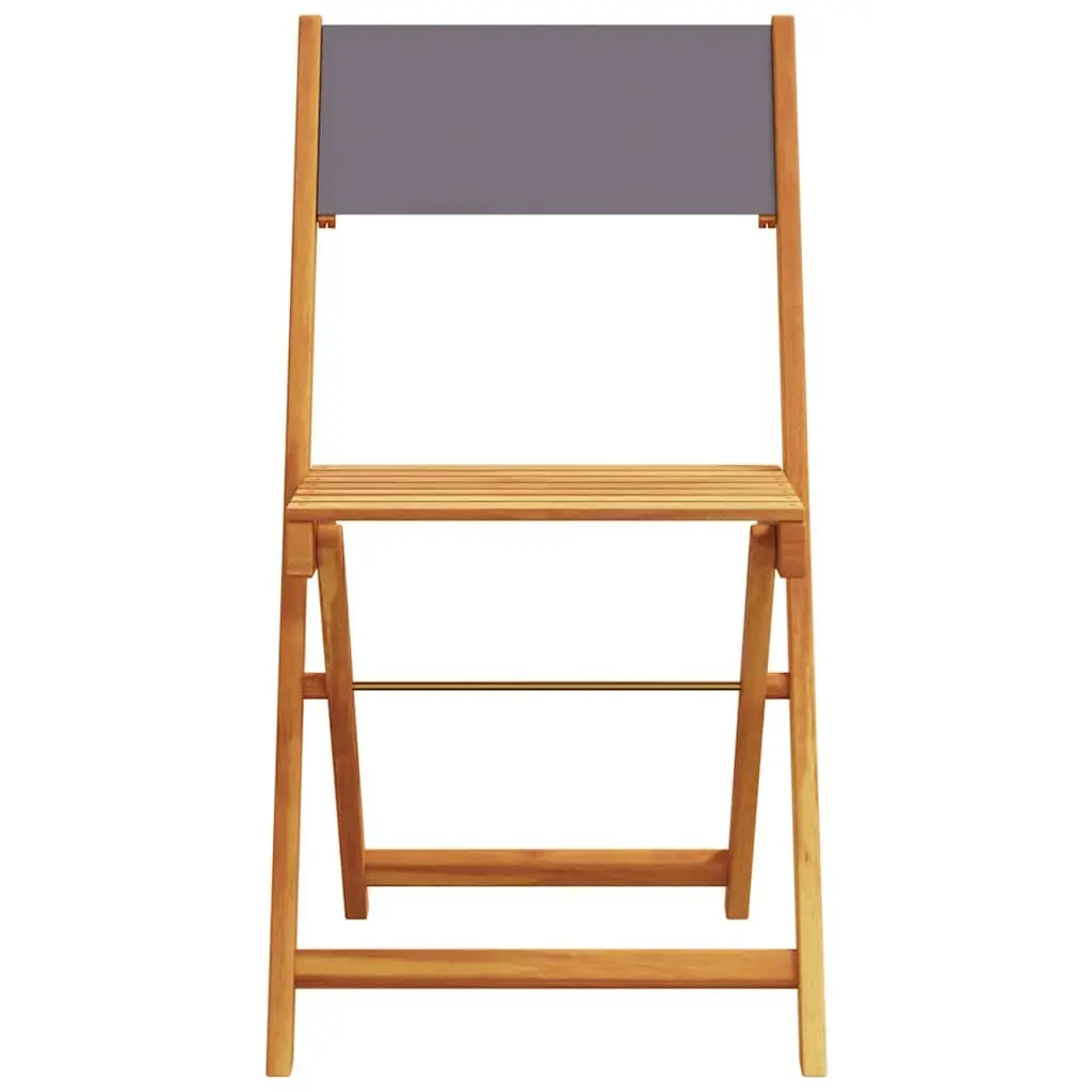 Folding Garden Chairs Set Solid Acacia Wood Frame Anthracite Fabric 4 Piece