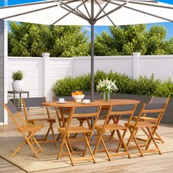 Folding Garden Chairs Set 8 pcs Anthracite Outdoor Seating Acacia Wood Portable