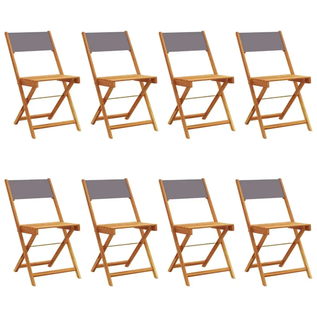 Folding Garden Chairs Set Solid Acacia Wood 8 Piece Anthracite Outdoor Seating