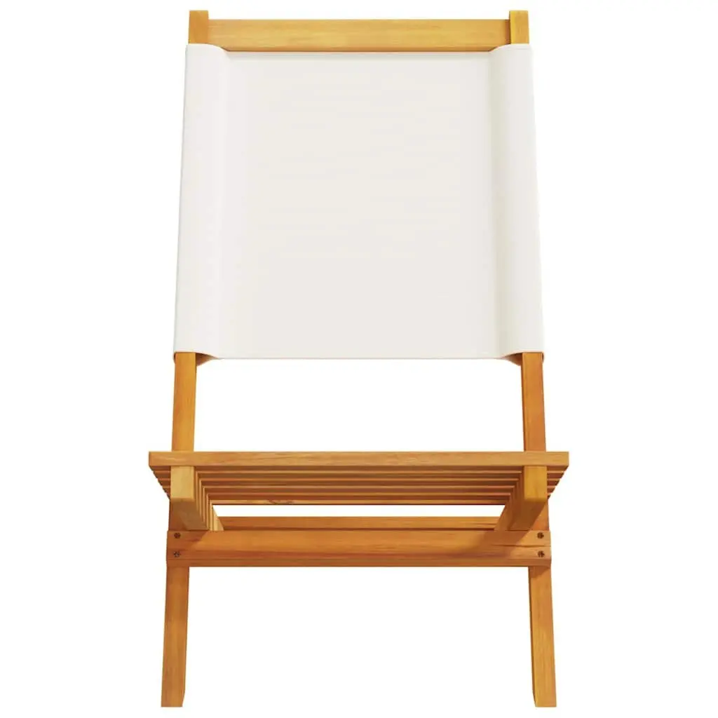 Folding Garden Chairs Solid Wood 6 Piece Set Outdoor Seating White Fabric Patio