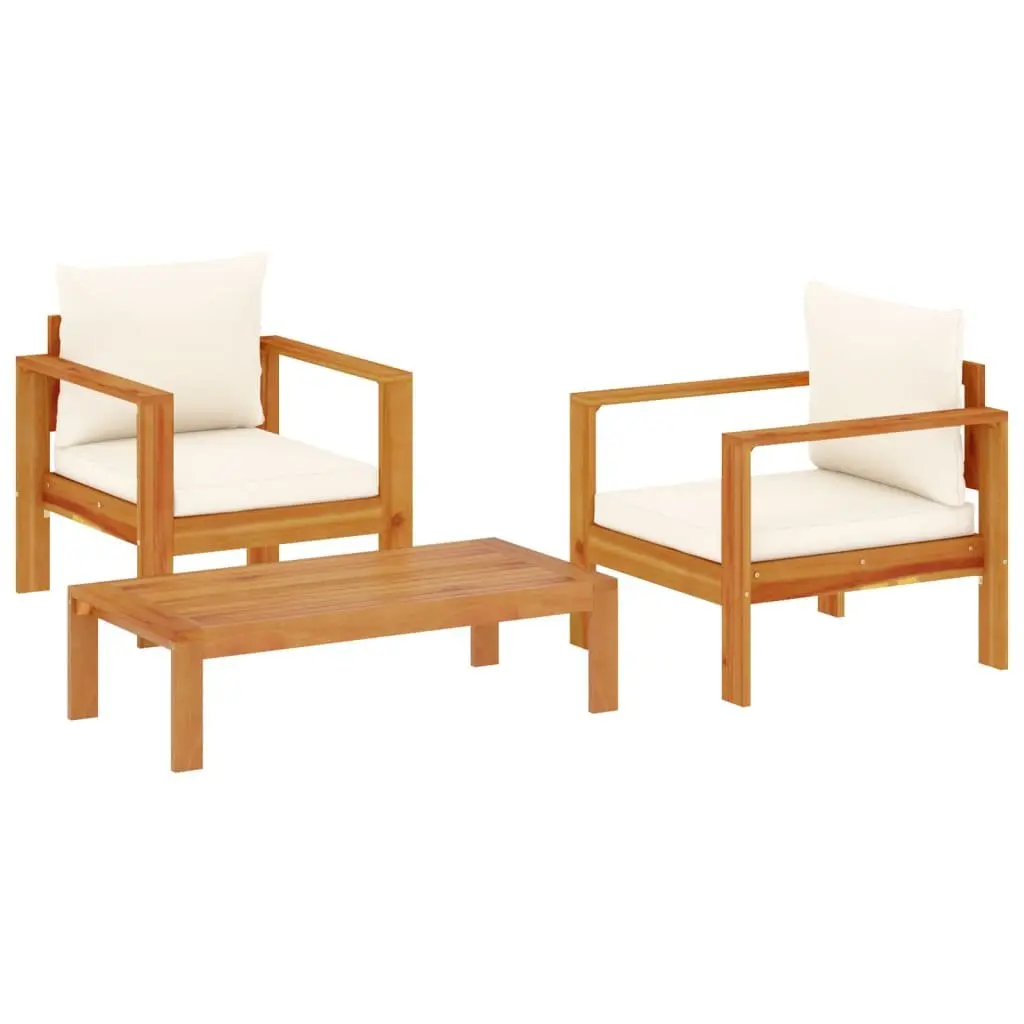 Garden Sofa Set 3 Piece Outdoor Furniture Solid Wood Cushions Patio Sectional