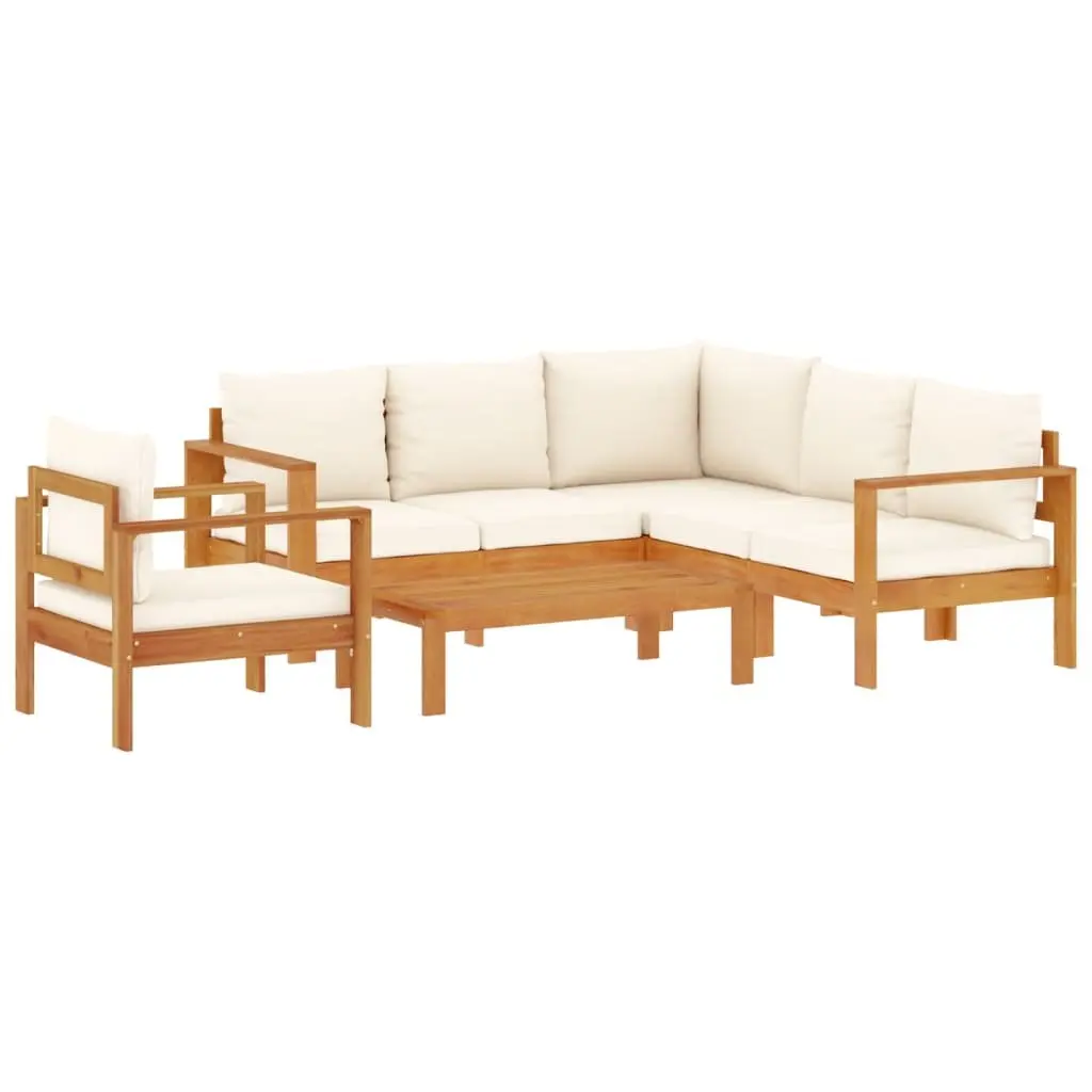 Garden Sofa Set 5 Piece Outdoor Furniture Patio Lounge with Cushions Cream