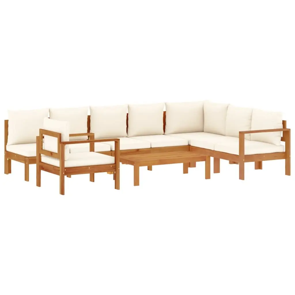 6 Piece Garden Sofa Set Solid Acacia Wood Modular Outdoor Furniture Cream