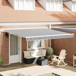 Manual Retractable Awning for Patios, 400x300cm, Anthracite/White