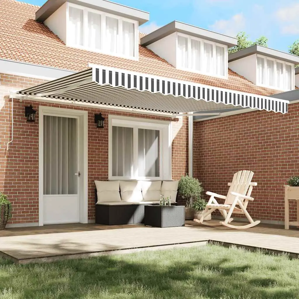 Manual Retractable Awning Aluminium 400x300cm Anthracite White