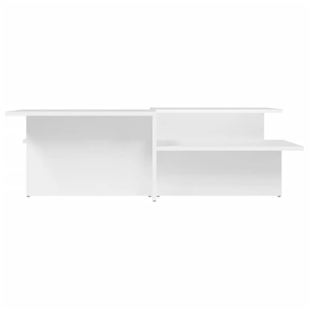 2 Piece Coffee Table Set White Engineered Wood Accent Tables for Living Room with Varying Heights