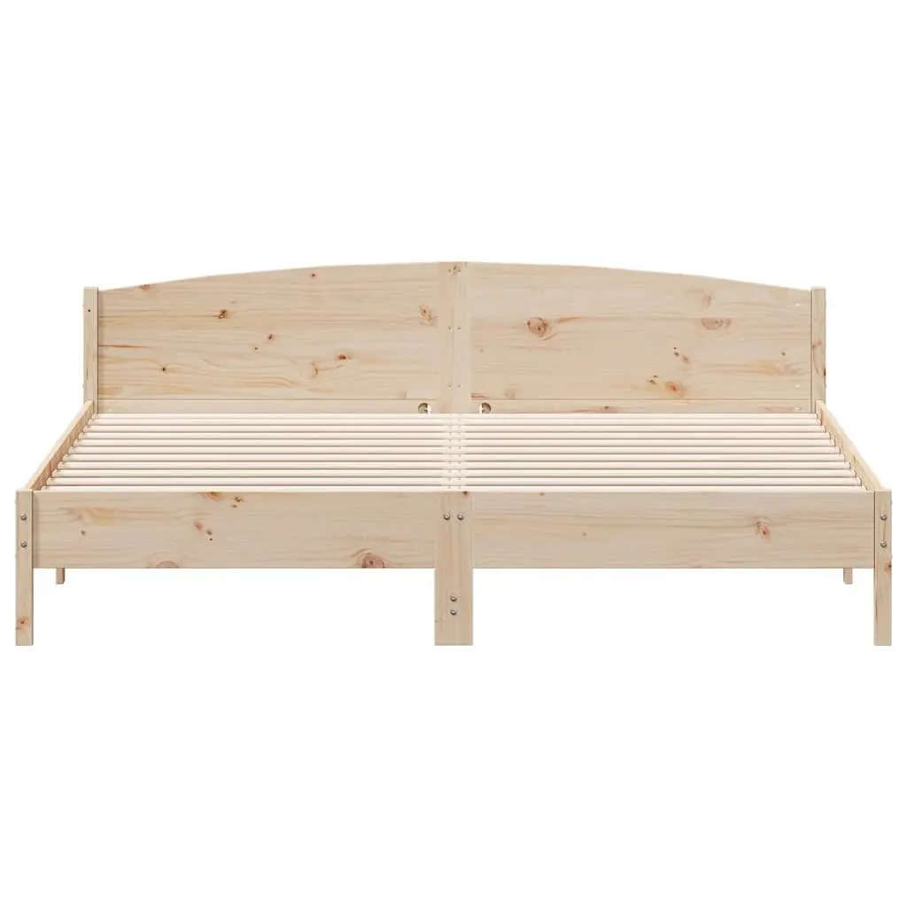 King Size Bed Frame Solid Pine Wood 183x203 cm Brown Slatted Base