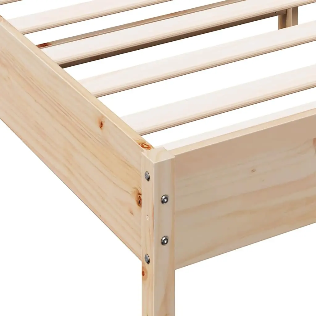 King Size Bed Frame Solid Pine Wood 183x203 cm Brown Slatted Base