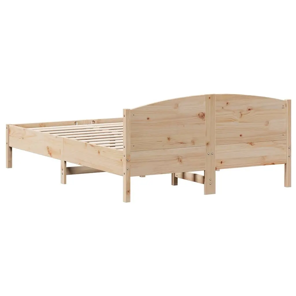Pine Wood Bed Frame 150x200 cm Brown Slatted Base Bedroom Furniture