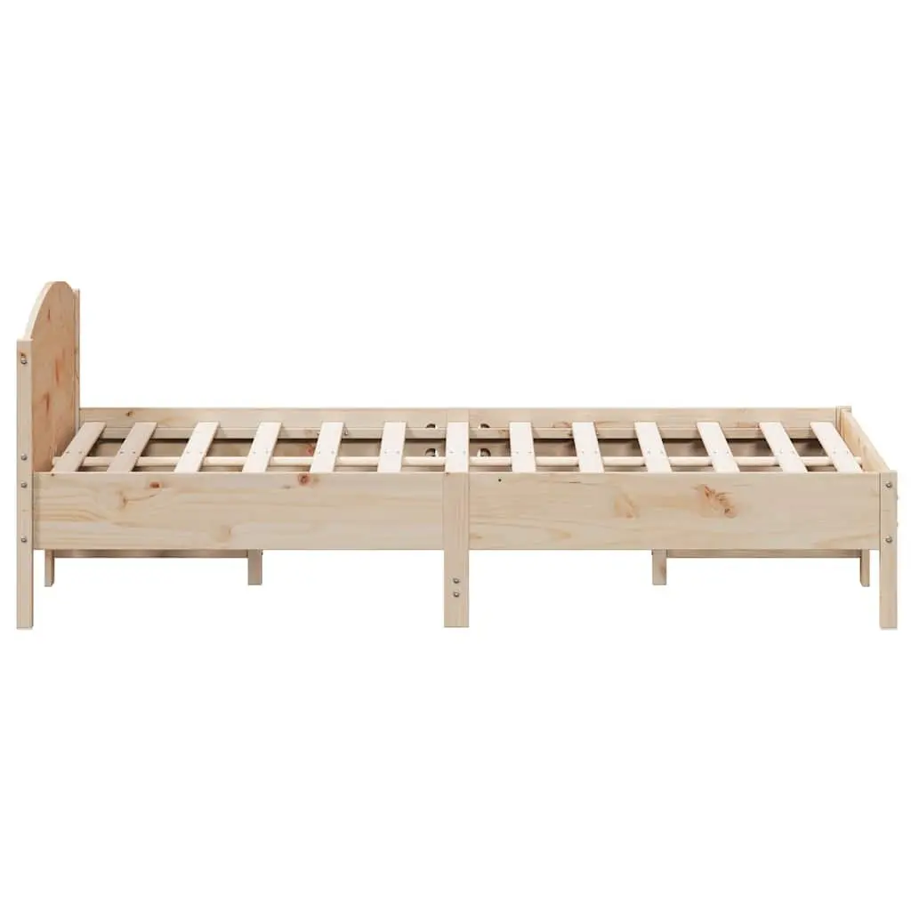 Pine Wood Bed Frame 150x200 cm Brown Slatted Base Bedroom Furniture