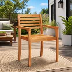 Outdoor Garden Chairs 4 pcs Set Solid Wood Acacia Armrest Backrest Patio Seating