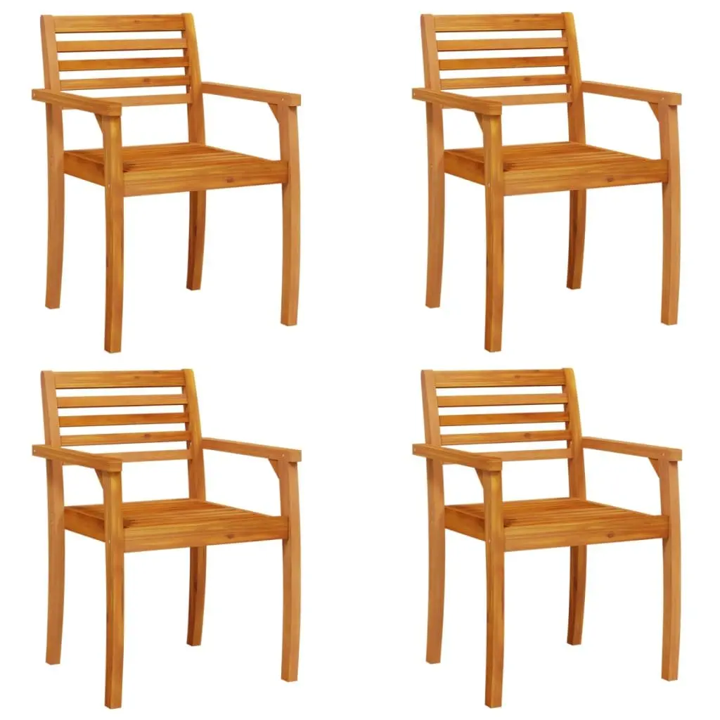 Outdoor Garden Chairs Solid Wood Acacia 4 Piece Set Brown