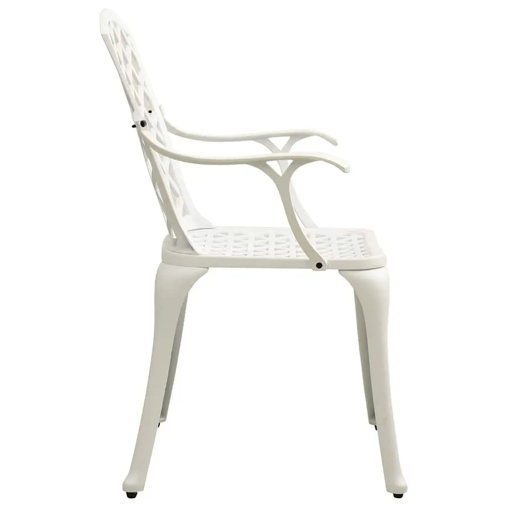 Set of 6 White Cast Aluminium Outdoor Dining Chairs Ergonomic High Backrest for Patio Garden Relaxation