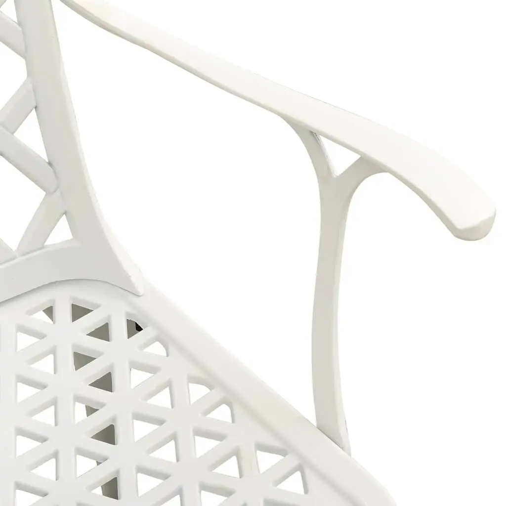 Set of 6 White Cast Aluminium Outdoor Dining Chairs Ergonomic High Backrest for Patio Garden Relaxation