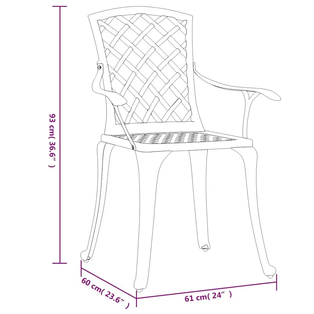 Set of 6 White Cast Aluminium Outdoor Dining Chairs Ergonomic High Backrest for Patio Garden Relaxation