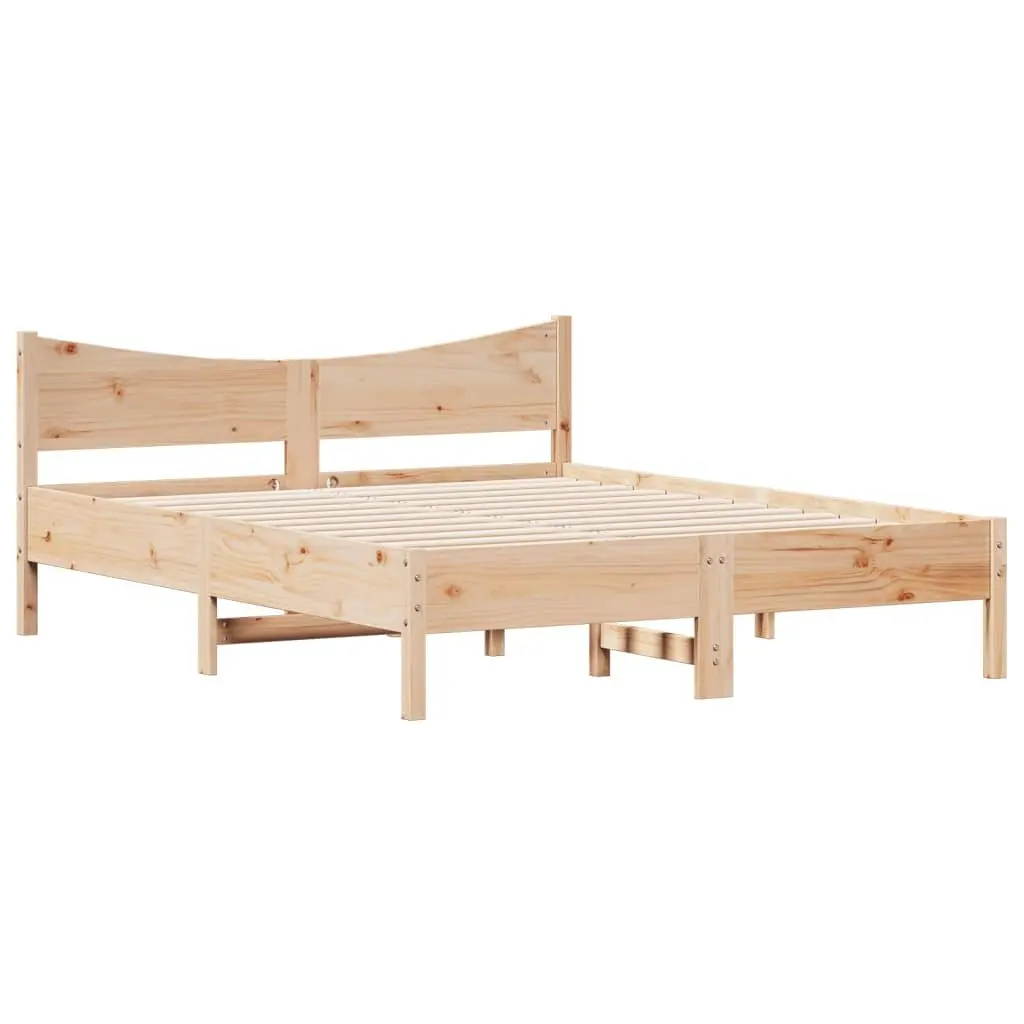 Bed Frame 150x200 cm Solid Wood Pine Slatted Base Bedroom Furniture Brown
