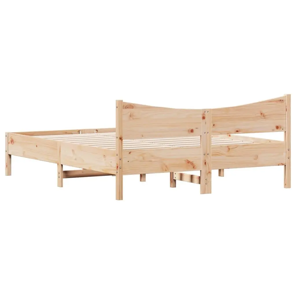 Bed Frame 150x200 cm Solid Wood Pine Slatted Base Bedroom Furniture Brown