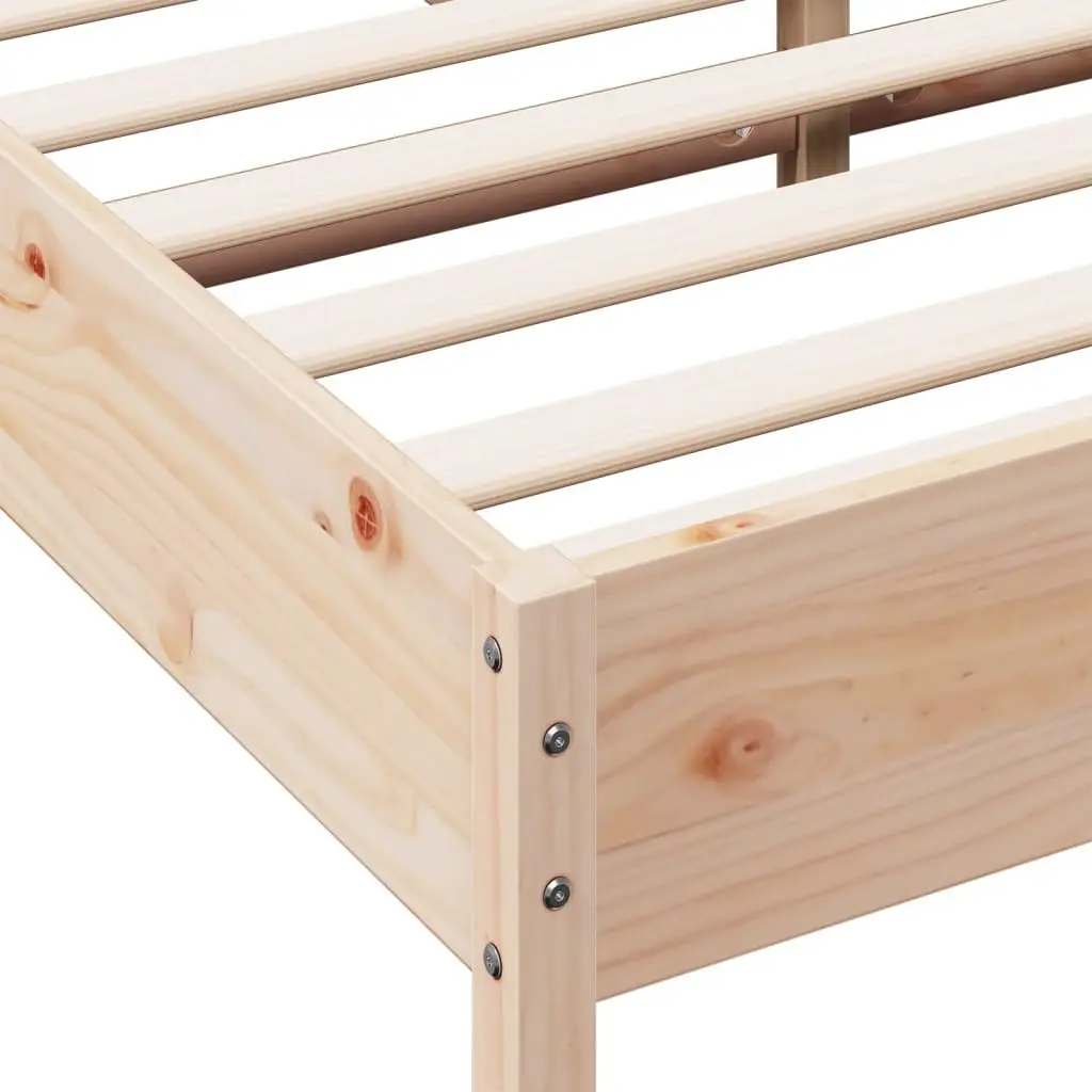 Bed Frame 150x200 cm Solid Wood Pine Slatted Base Bedroom Furniture Brown