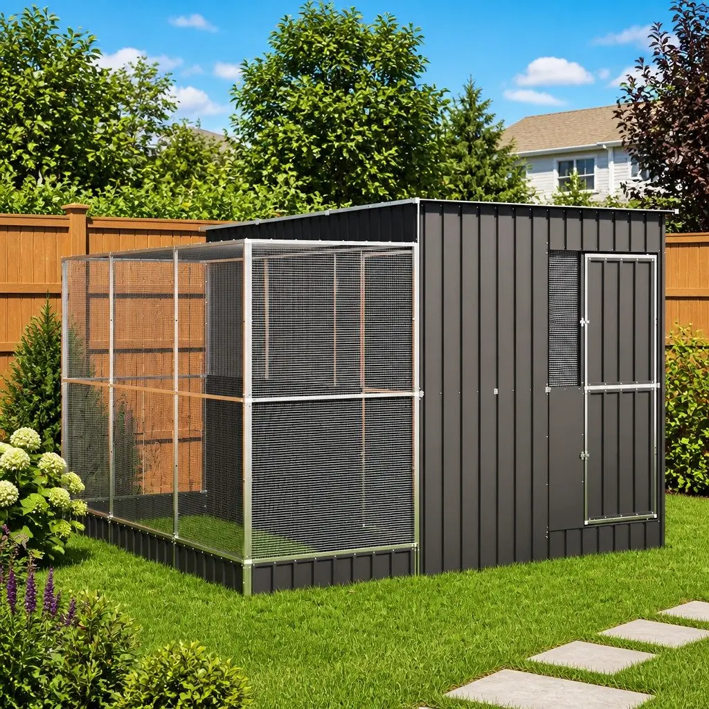 Bird Aviary Steel Mesh Cage Large Outdoor 290x303x216cm Silver