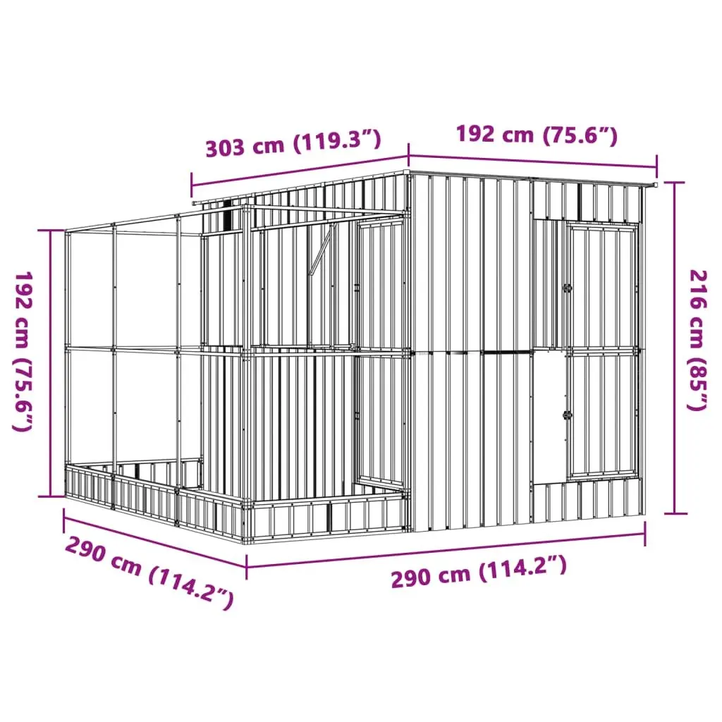 Bird Aviary Steel Mesh Cage Large Outdoor 290x303x216cm Silver