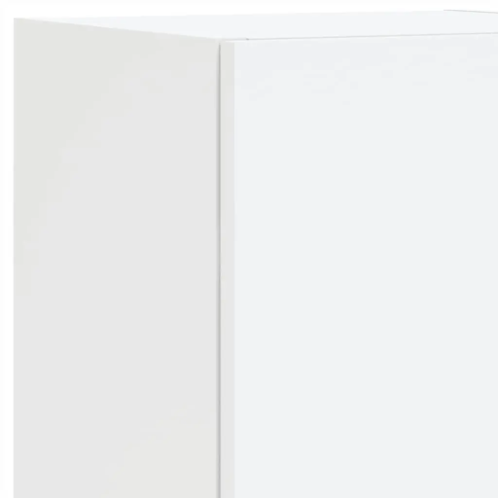 TV Wall Units Engineered Wood 4 Piece Wall Mounted Cabinet White with RGB LED Lights