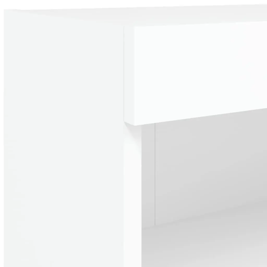 8 Piece White Floating Storage Unit Wall Mounted Cabinet Set Engineered Wood with RGB LED Lights for TV and Living Room Use