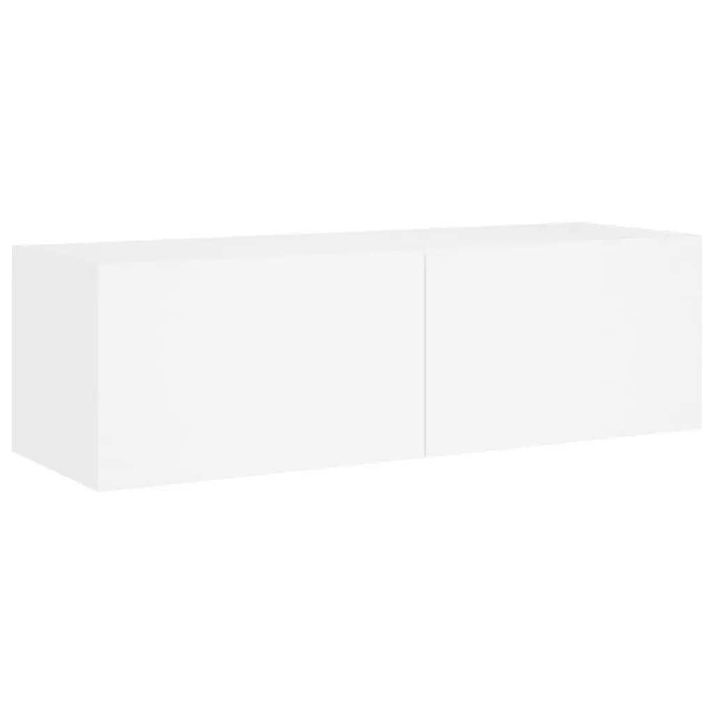 Floating Storage Units Engineered Wood RGB LED Lights White 3 Piece TV Cabinets