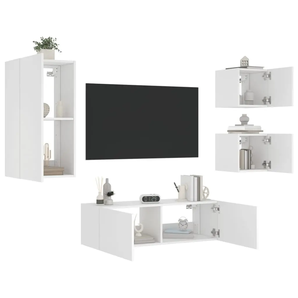 4-Piece White TV Cabinets for Living Spaces