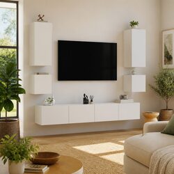 6-Piece Wall Cabinets for Organized Living Rooms