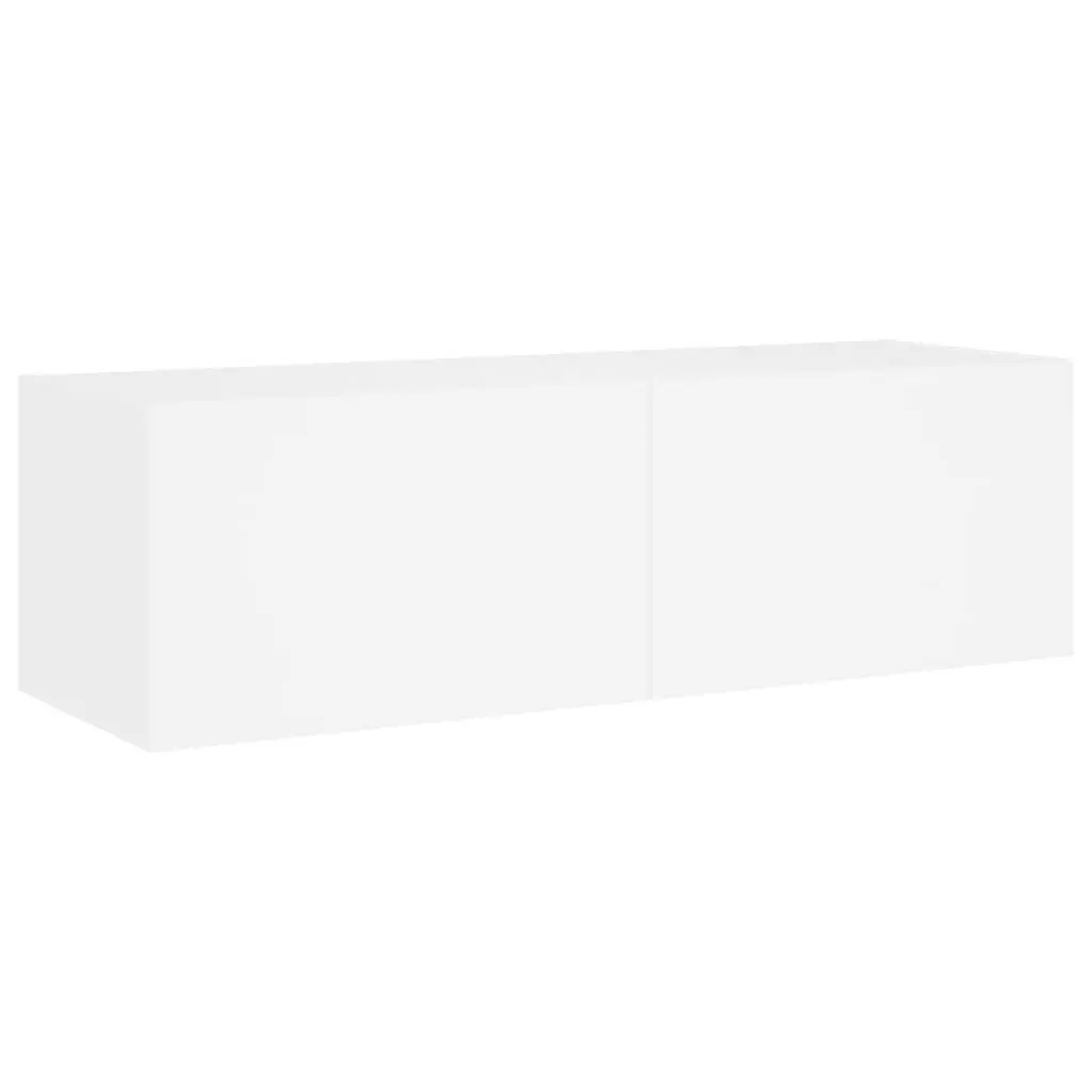 6 Piece White Engineered Wood TV Wall Cabinets with RGB LED Lights Floating Storage Units
