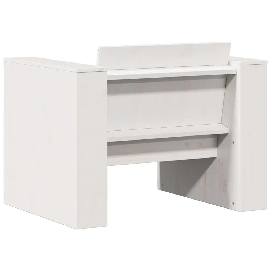 2 Piece Garden Lounge Set White Solid Pine Wood Outdoor Patio Furniture Armrests