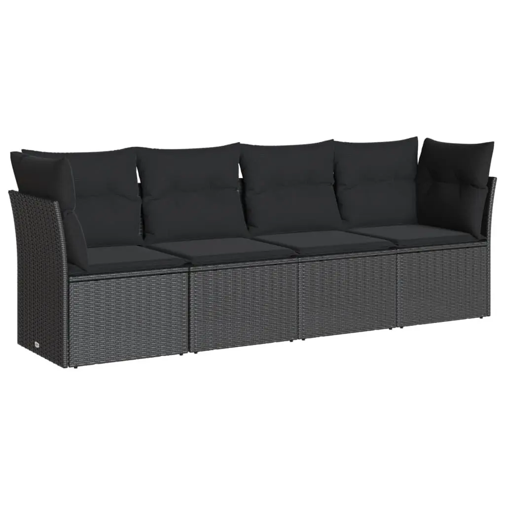 Garden Sofa Set 4 Piece Outdoor Furniture Patio Lounge Black Poly Rattan