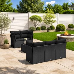 Practical 6 Piece Black Garden Sofa Set for Your Outdoor Needs