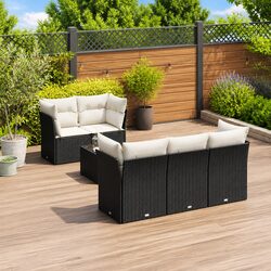 6 Piece Modular Outdoor Sofa Set with Cushions